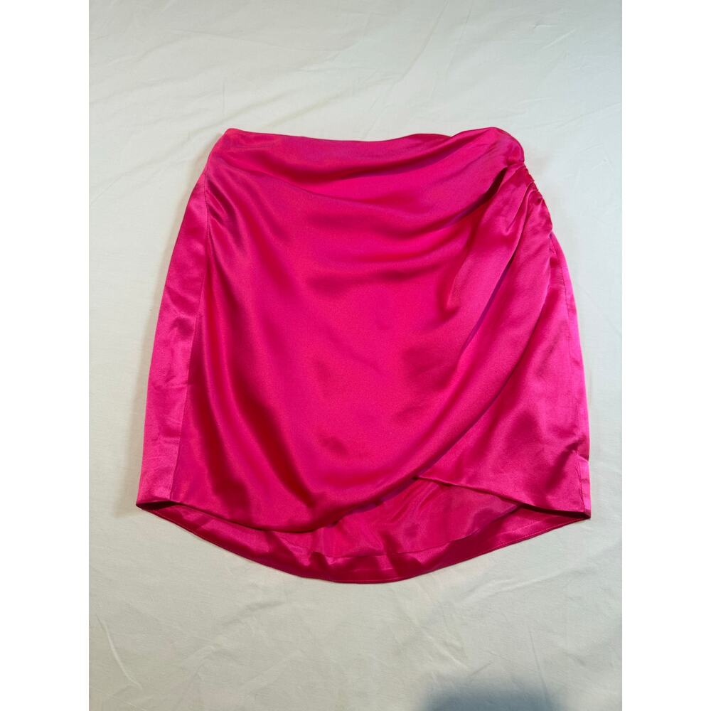The Sei Hot Pink Silk Satin Micro Mini Wrap Skirt Size 0 Perfect Condition